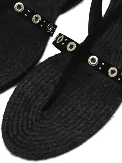Castaã±er Pati Suede Flat Sandals In Black