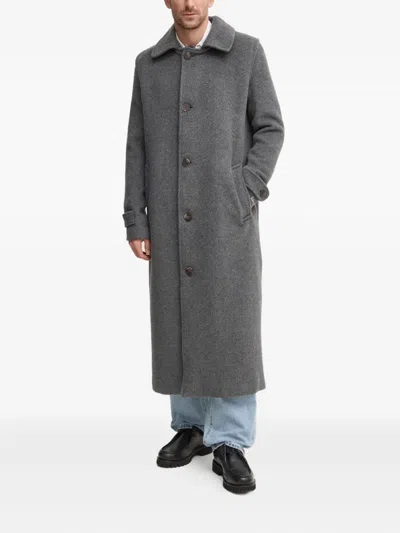 Fiorucci Button-fastening Front Pockets Coat In Gray
