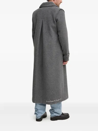 Fiorucci Button-fastening Front Pockets Coat In Gray