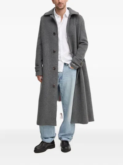 Fiorucci Button-fastening Front Pockets Coat In Gray