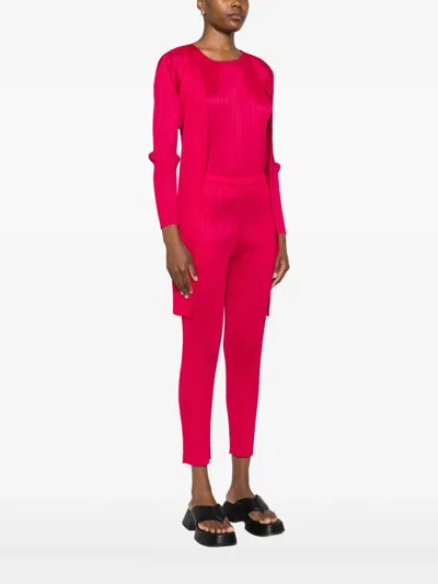 Issey Miyake Pleated Cardigan In Pink