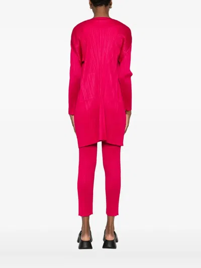 Issey Miyake Pleated Cardigan In Pink