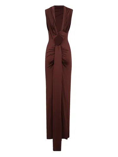 Victoria Beckham Womens Coco Twisted Sleeveless Stretch-woven Maxi Dress In Burgundy