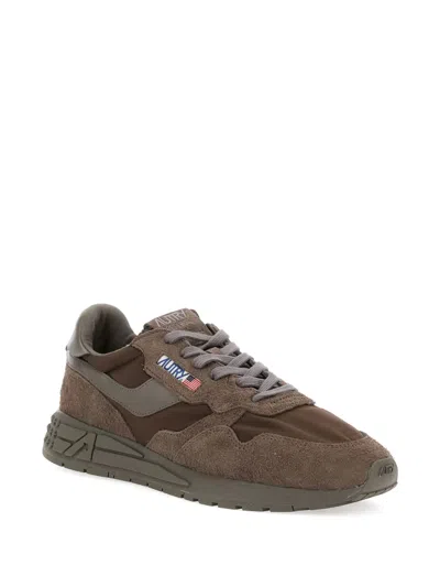 Autry 'reelwind' Brown Low Top Sneakers With Logo Patch Ontongue And Side In Blue