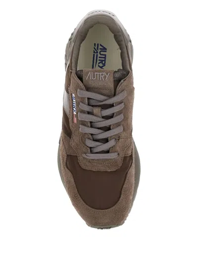 Autry 'reelwind' Brown Low Top Sneakers With Logo Patch Ontongue And Side In Blue