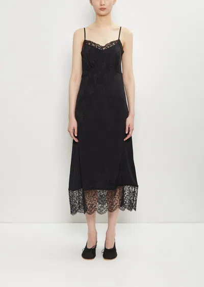 Simone Rocha Floral-jacquard Silk-satin Midi Slip Dress In Black