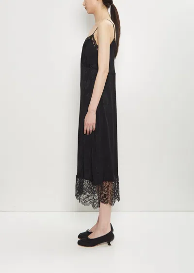Simone Rocha Floral-jacquard Silk-satin Midi Slip Dress In Black