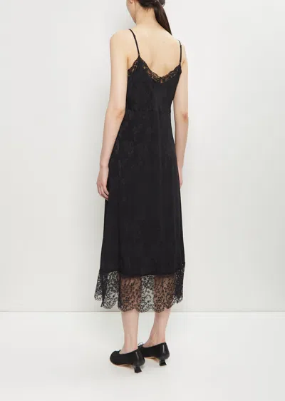 Simone Rocha Floral-jacquard Silk-satin Midi Slip Dress In Black