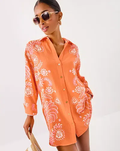 Lilly Pulitzer Kwitney Long Sleeve Cotton Cover-up In Orange