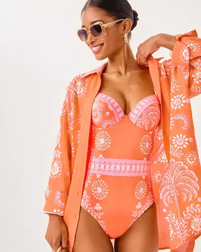 Lilly Pulitzer Kwitney Long Sleeve Cotton Cover-up In Orange