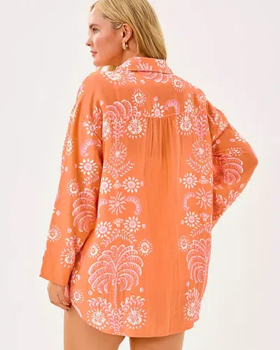 Lilly Pulitzer Kwitney Long Sleeve Cotton Cover-up In Orange