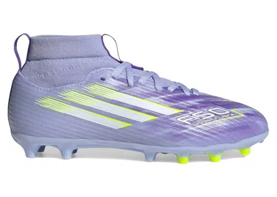Pre-owned Adidas Originals F50 League Midcut Fg/ag Sparkfusion Radiant Blaze Pack (kids) Sneakers In Violet Tone/lucid Lemon/pu
