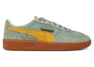Pre-owned Puma Men's  Palermo Weathered Sneakers In Green Moon/sunny Yellow In Multi