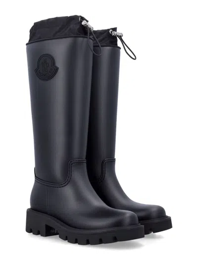 Moncler Rubber Kickstream Boots With Drawstring In Blue