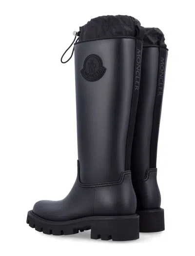 Moncler Rubber Kickstream Boots With Drawstring In Blue
