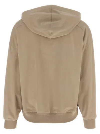 Brunello Cucinelli Hooded Kangaroo Pocket Top With Ribbed Cuffs In Brown