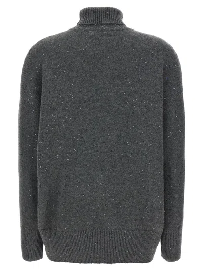 Brunello Cucinelli Sequin Sweater Sweaters And Cardigans Gray In Black