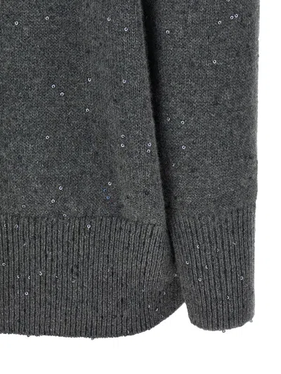 Brunello Cucinelli Sequin Sweater Sweaters And Cardigans Gray In Black