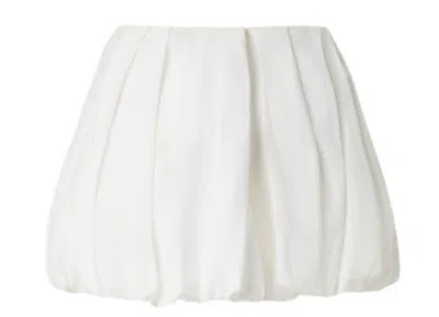 Pinko White Skirt With Pleated Details And Balloon Hem In Cotton Woman In White