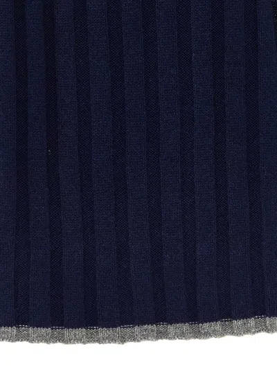 Brunello Cucinelli Ribbed Cashmere Scarf Scarves And Foulards Multicolor In Blue