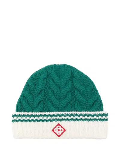 Casablanca Cable Stitch Beanie Accessories In Green