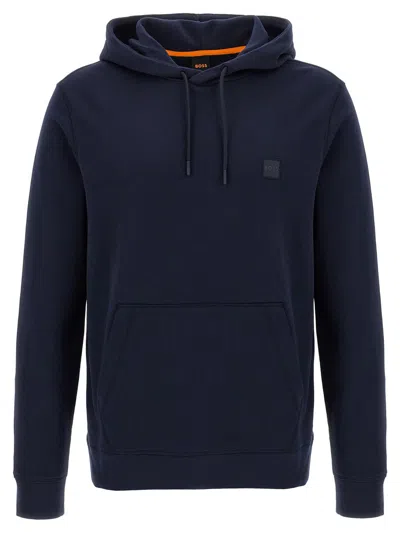 Hugo Boss Cotton-terry Hoodie With Logo Patch In Black