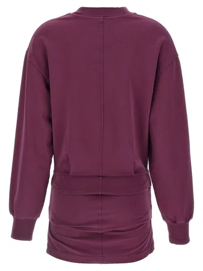 Attico Ruched Cotton-blend Fleece Minidress In Purple