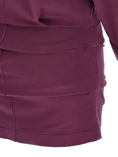 Attico Ruched Cotton-blend Fleece Minidress In Purple