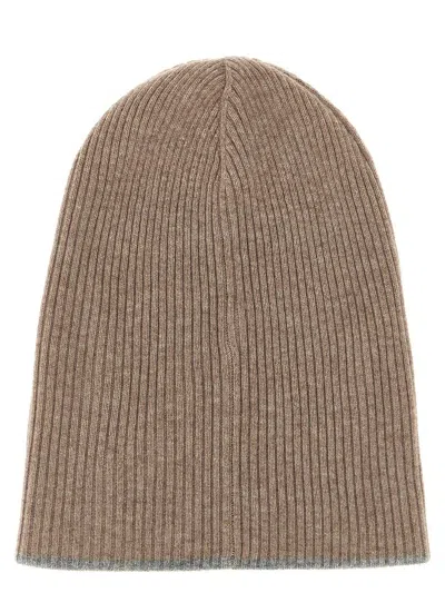 Brunello Cucinelli Beige Beanie Hat In Brown