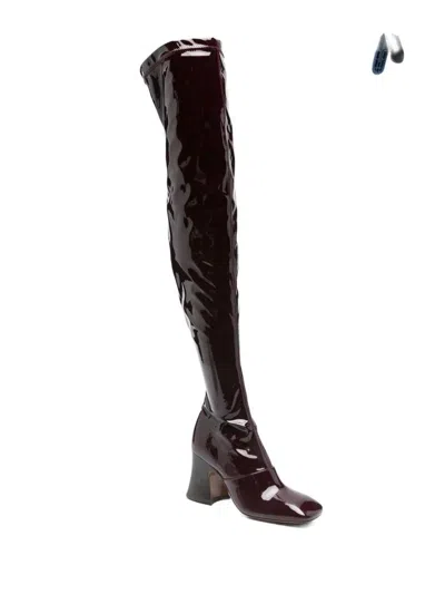 Chloé Janis Patent Leather Over-the-knee Boots In Brown
