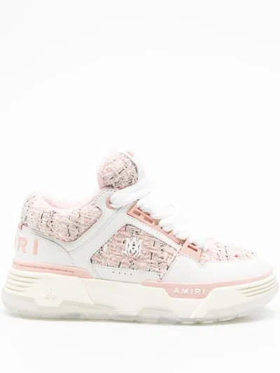 Amiri Round Toe Rubber Sole Textured Finish Sneakers In White