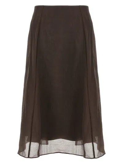 Brunello Cucinelli Sheer Silk Maxi Skirt With Flowing Silhouette In Green