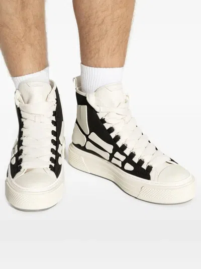 Amiri Skel Court Hi-sneakers Leather Trim In White