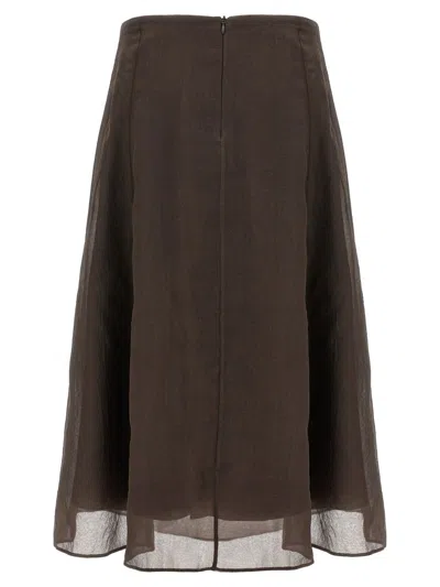Brunello Cucinelli Sheer Silk Maxi Skirt With Flowing Silhouette In Green
