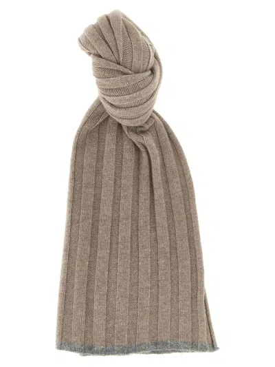 Brunello Cucinelli Men Ribbed Cashmere Scarf In Gray