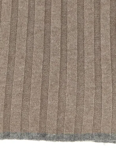 Brunello Cucinelli Men Ribbed Cashmere Scarf In Gray