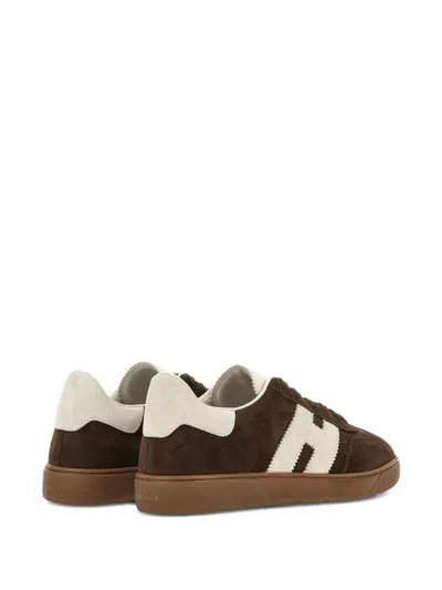 Hogan Rubber Sole Suede Finish Sneakers In Brown