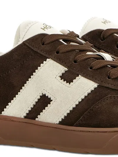 Hogan Rubber Sole Suede Finish Sneakers In Brown