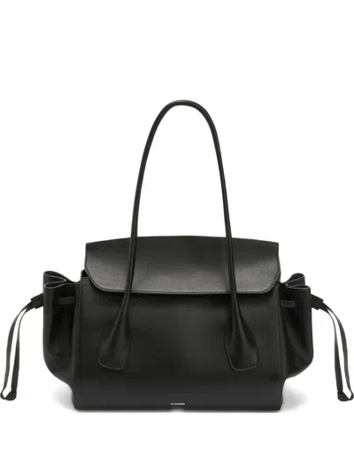 Jil Sander Voyage Small Leather Bag In Black