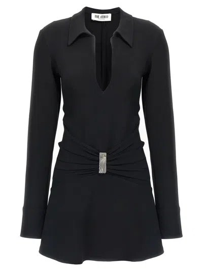 Attico Mini Dress With Deep V-neck In Black