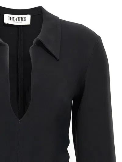 Attico Mini Dress With Deep V-neck In Black