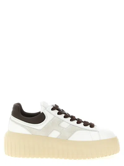 Hogan Striped Sneakers With Padded Collar And Contrasting Sole In White