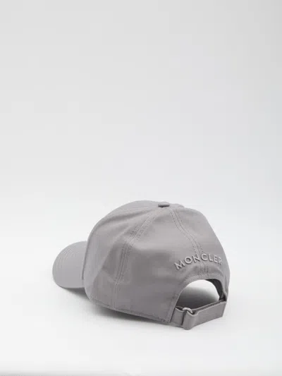 Moncler Grey Cotton Gabardine Baseball Cap In Gray