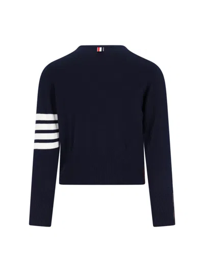 Thom Browne Cashmere Crew Neck Sweater With Striped Sleeve