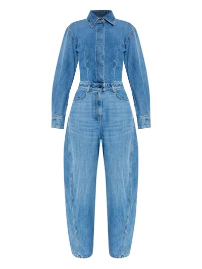 Givenchy Denim Shirt-collar Jumpsuit In Blue