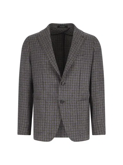 Tagliatore Tailored Blazer Houndstooth Front Pockets In Black