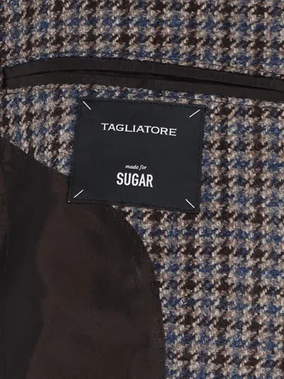 Tagliatore Tailored Blazer Houndstooth Front Pockets In Black
