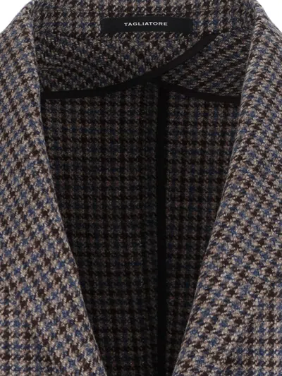 Tagliatore Tailored Blazer Houndstooth Front Pockets In Black