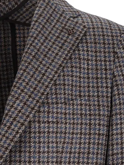 Tagliatore Tailored Blazer Houndstooth Front Pockets In Black