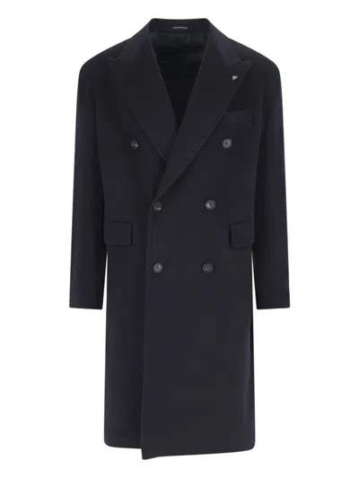 Tagliatore Black Double-breasted Coat With Four Pockets